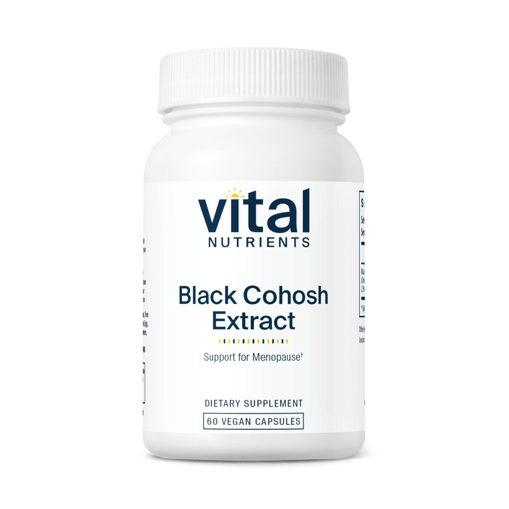 Vital Nutrients Black Cohosh ekstrakts 250mg ; Vegan papildinājums sieviešu menopauze, Hormonālais līdzsvars un PMS atbalsts *    ; Gluten, Dairy and Soy Free 