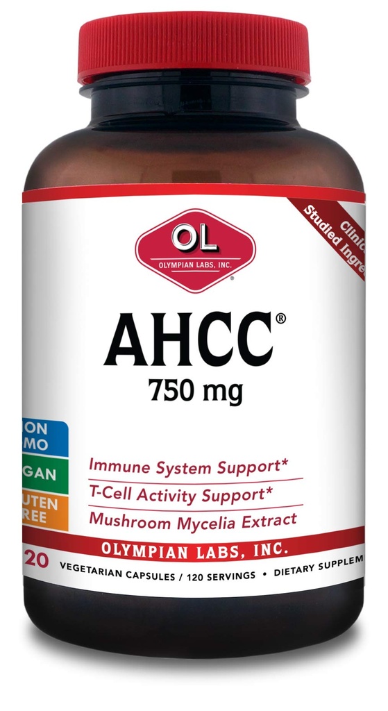 Olympan Labs Premium AHCC papildinājums 750mg AHCC katrā kapsulā – Atbalsta Imūnās veselības, aknu funkcijas, un dabas Killer šūnu aktivitāte - Bulk 120 Servings