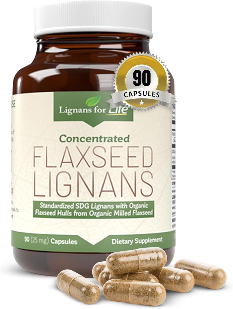 Lignans for Life Linxseed and SDG - Omega 3 taukskābes, Fiber Antioksidanti - palīdz uzlabot shiny pārklājumu, gremošanas un sirds veselību, 25 mg, 90 kapsulas, 1 iepakojums