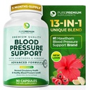 PurePremium Asinsspiediena Papildinājumi ar Hawthorn Berry, Hibiscus, Ķiploki un vitamīns B12-Slāpekļskābe Oksīda Papildinājums normālai sirds veselībai, Cirkulācijas veselība un Asinsspiediena Atbalsts - 90ct