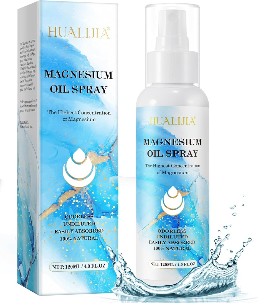 Magnija eļļas izsmidzinātājs, magnija eļļa kājiņām, topical Pure magnija smidzinātājs kājiņām un miegam, viegli lietojams un ātri absorbējams, 4 Fl oz