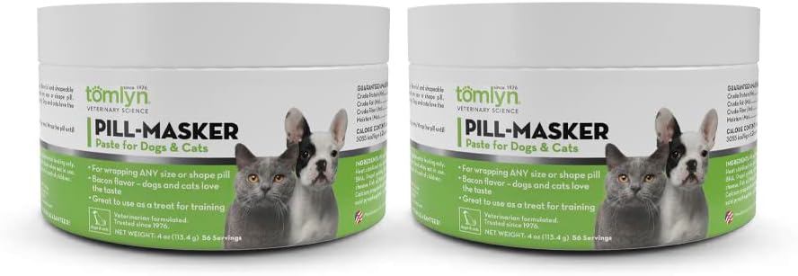 TOMLYN Pill-Masker Original Bacon-Flavored Paste suņiem un kaķiem, 4oz, iepakojumā pa 2