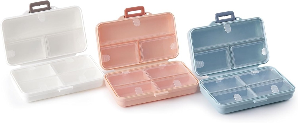 Portable Pill Case,Ceļot Pill Organizators,Daily Pill Organizators,7 Iedalījumi, Pill kaste Purse Kabatas turēt vitamīnus, Cod aknu eļļa, Pielietot un Medication-(balts+zils+) Rozā)