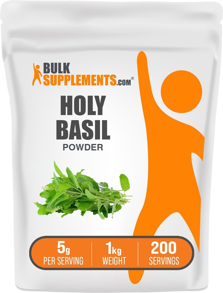 BulkSupplements.com Holy Basil Powder - Holy Basil Papildinājums, Holy Basil Leaf Pulveris - Tulsi Holy Basil, Herbal & Gluten Free, 5g Per Serving, 1kg (2.2 mārciņas) (1. iepakojums)
