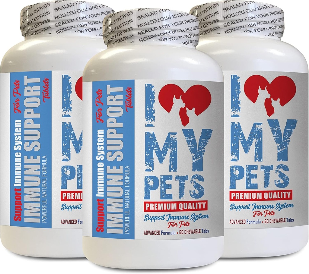 I LOVE MY PTS LLC Imunity Dog Papildinājums - PET Imūnsupport - Suņi un kaķi - Revakcinācija - Veselīgs - Suņu Piena Dadzis Aknu Papildinājums - 180 Ārstējas (3 pudeles)