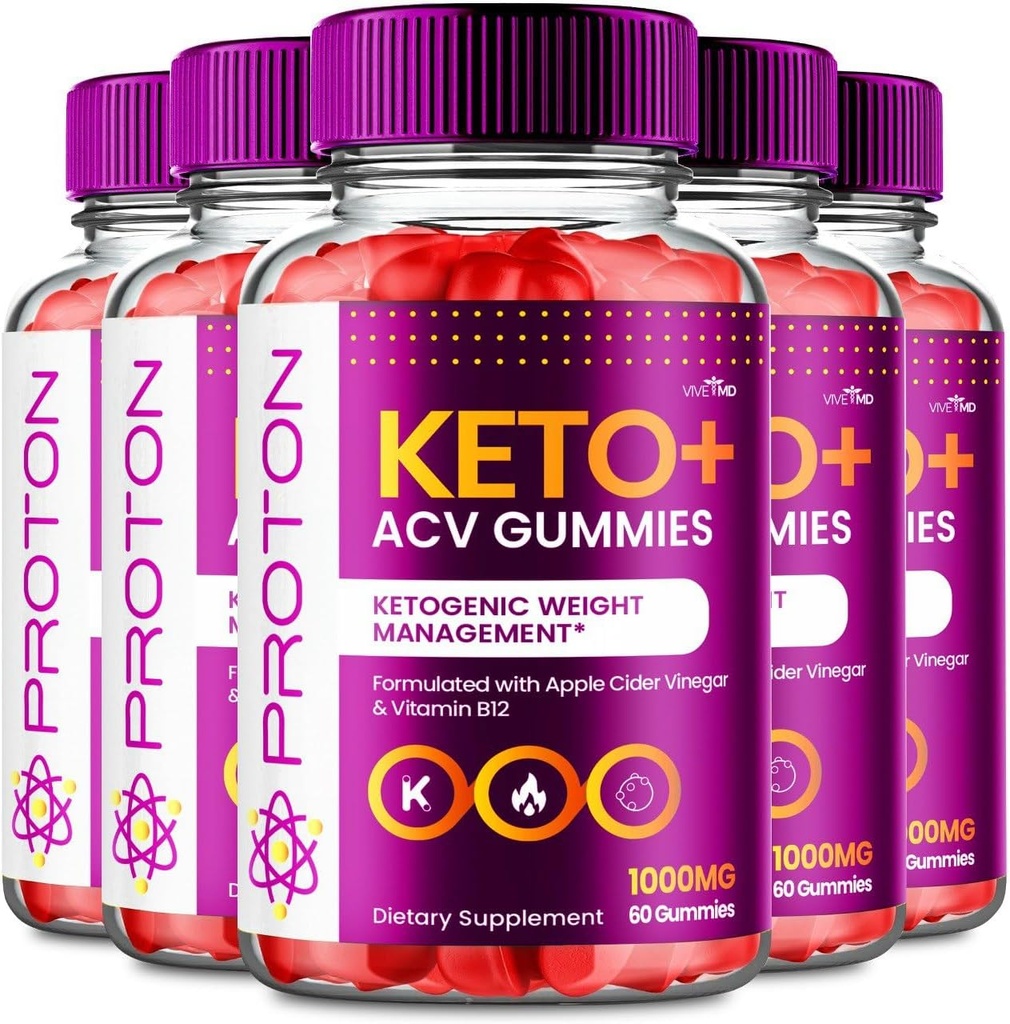 VIVE MD Proton Keto ACV Gummies Advanced Weight Management, Protein Keto ACV Gummies, Proton Keto Plus Gumies with Apple Cider Etiķis papildinājums 1000mg, Proton Keto+ACV Gumies Atsauksmes (5 Pack)