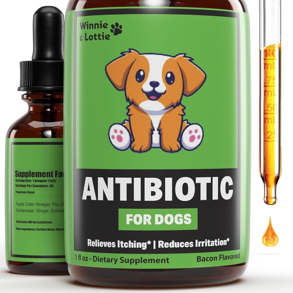Dabas suns Antibiotikas - Antibiotikas suņiem - Atbalsta Nieze Relief, Alerģija Relief, Imūnās veselības & More - Antibiotikas suņiem - Nieze Relief suņiem - rauga infekcija Ārstēšana suņiem - 1 oz