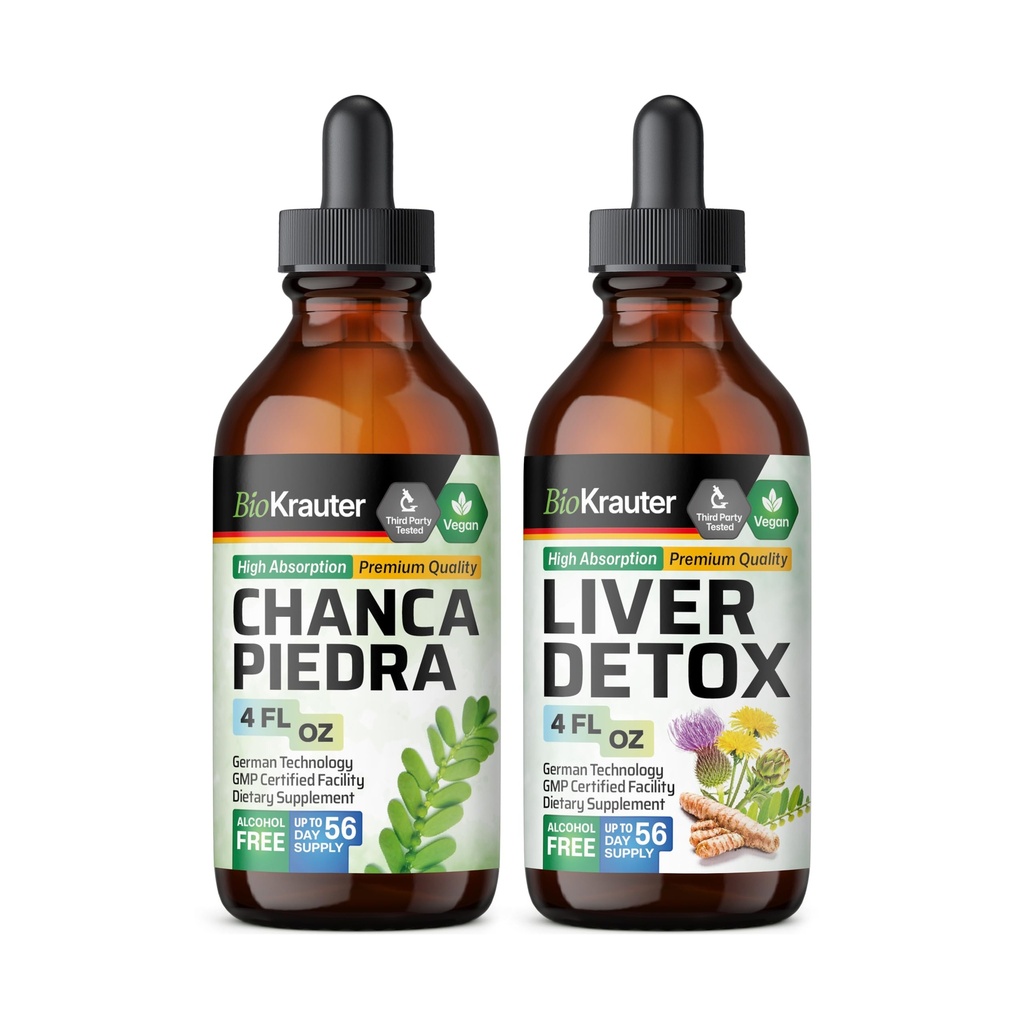 BIO KRATER Chanca Piedra Tincture 4 Fl. Oz. & Heair Detox Tincture 4 Fl. Oz.