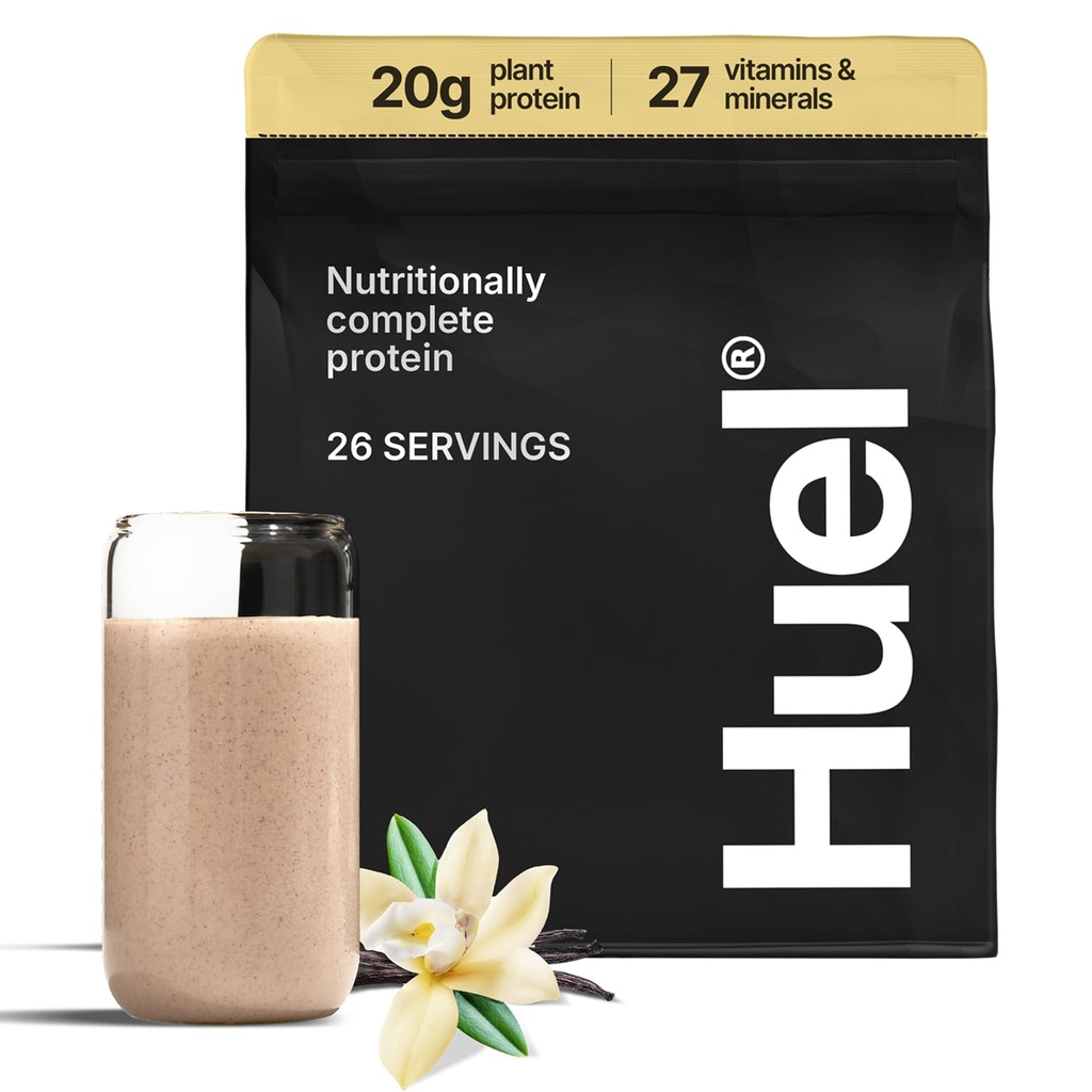 Huel Vegan Protein Powder -- Vanilla -- Complete Nutrition - 20g Protein Pulveris -- 100% Augu bāzes -- 27 Vitamīni un minerālvielas, bez lipekļa, nav GMO, nesatur laktozi -- 26 Kalpo
