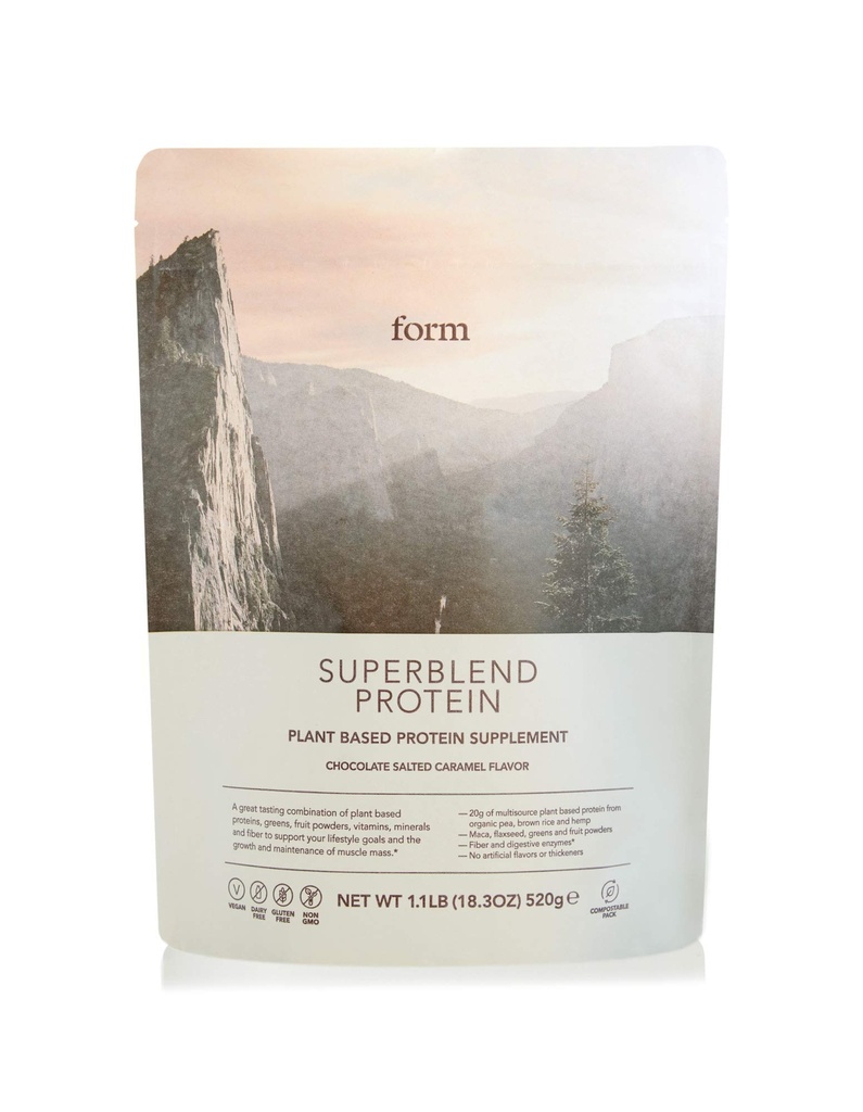 Form Superblend proteīns - Vegan proteīns Pulveris ar Superfoods, Vitamīni un Minerālvielas - 20g augu bāzes proteīns uz apkalpo (šokolāde sālīts karamelis)