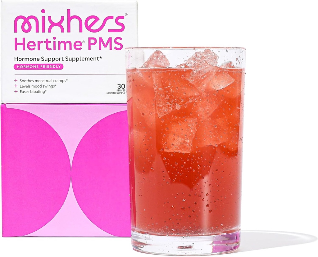 MICHERS Hertime PMS - Hormonālais atbalsts sievietēm - PMS & Menstrual Comfort - ar Casteberry, Peony Roots, Sibīrijas žeņšeņs - Pielikums sievietēm - 15 Dzērienu paciņas - Bez cukura - Granātāboli Mango