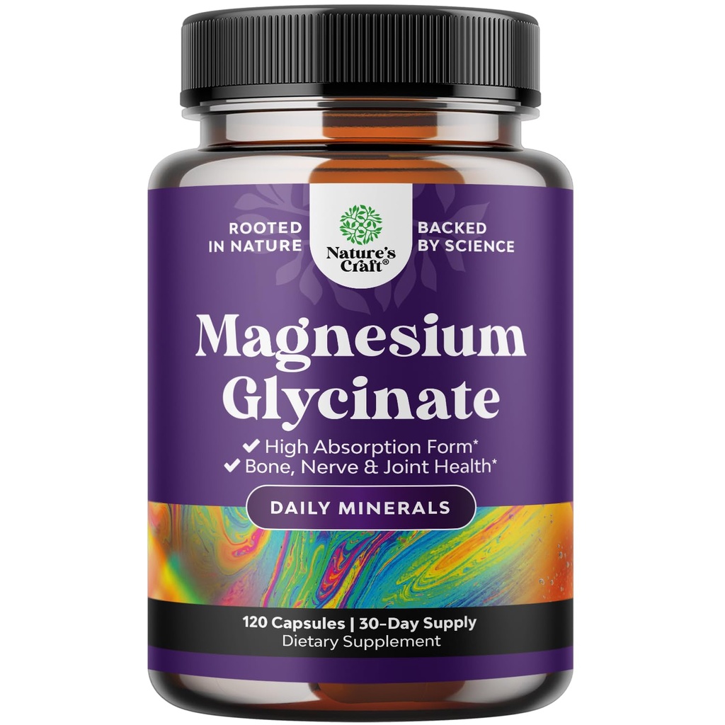 Pure Magnijs Glicerīns Papildinājums 500mg - Magnijs miega un atpūtas kapsulas vīriešiem un sievietēm - Neuzliesmojošs Vegan High Absorbcija Tabletes relaksācijas atbalstam - 120 Skaits