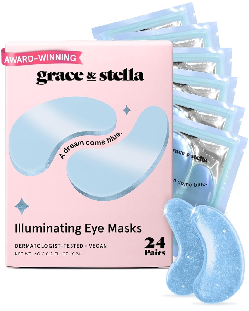 graciozā un stella balva, kas tiek piešķirta zem acu maskas, samazina tumšos lokus, piesūcinātas acis, zemacu somas, grumbas, gels zem acu patches, dzimšanas dienas dāvanas sievietēm - Vegan Cruelty-free Self Care (24 pāri, zils)