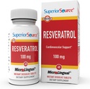 Superior Source Resveratrol 100 mg - Uztura papildinājums veselīgai novecošanai - Atbalsta smadzeņu un sirds veselību - bez GMO un lipekļa - 60 Mikrolignālās Instant-Dissolve tabletes