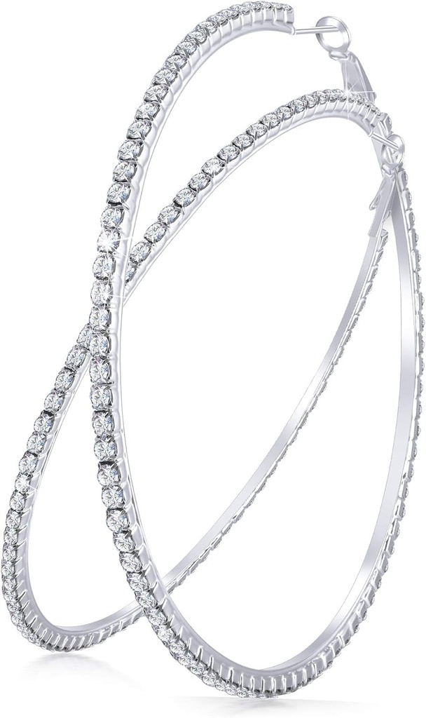 Liels Reinas akmens Hups Auskari Shining Crystal Reinastone Dangle Big Hoop Auskari sievietēm Kāzu puse Favor, 80 mm