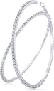 Liels Reinas akmens Hups Auskari Shining Crystal Reinastone Dangle Big Hoop Auskari sievietēm Kāzu puse Favor, 80 mm