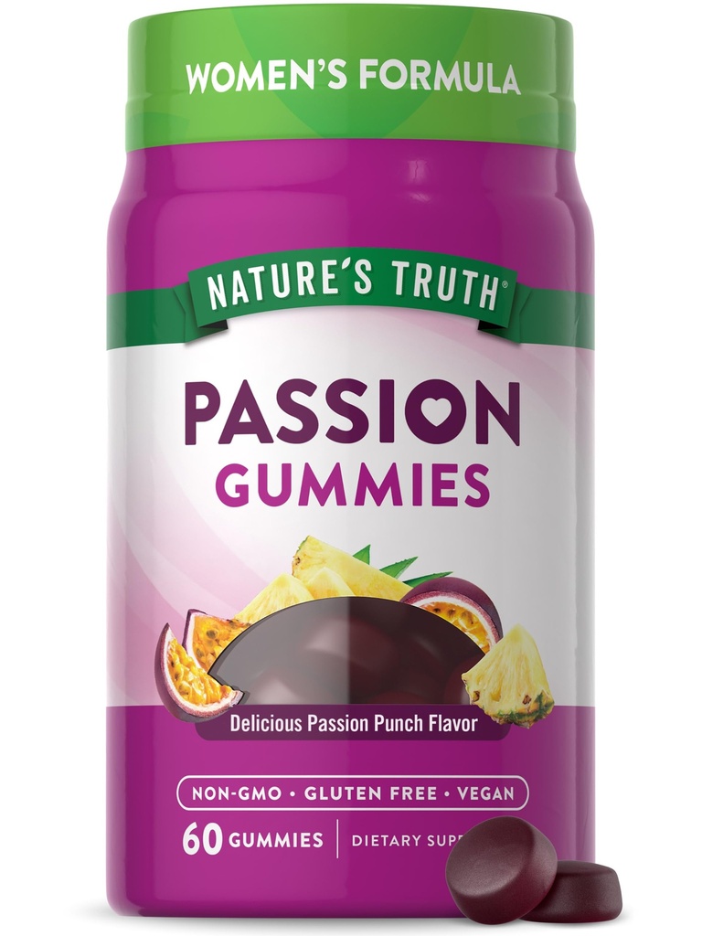 Dabas patiesības Passion Gimmies  - Horny Kaza Weed with Maca for Women - 60 Count - Passion Punch Flavor - Vegan, Non-GMO & Gluten Free