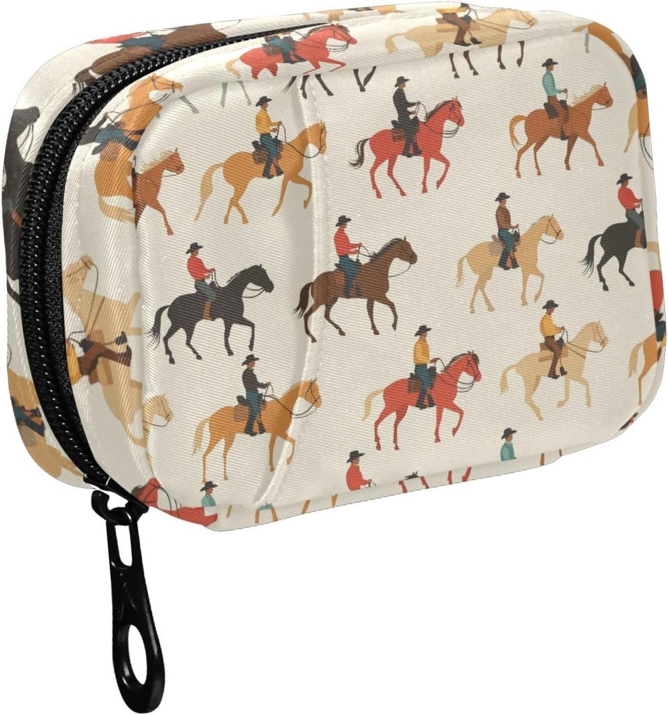 Fustylead Krāsains Western Cowboy Riding Zirgu Pill Organizators Purse, Nedēļas Portable Pill Box ar zipper uzglabāšanai Vitamīnus Zivju eļļas Zāles papildinājumi