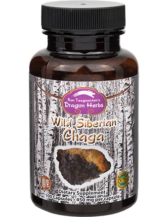 Dragon Garšaugi - Savvaļas Sibīrijas Čagas kapsulas - 100 kapsulas, 450 mg Katra