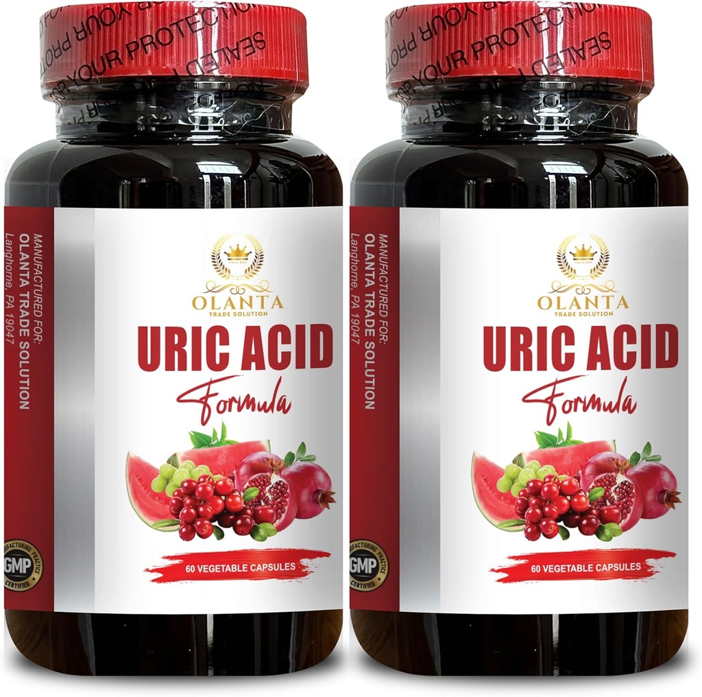 Uric Acid Support - dabas papildinājums veicināt nieru atbalstu, locītavu atbalsts un aktīvā mobilitāte, Uric Acid Support Papildinājums - 2 pudeles 120 kapsulas