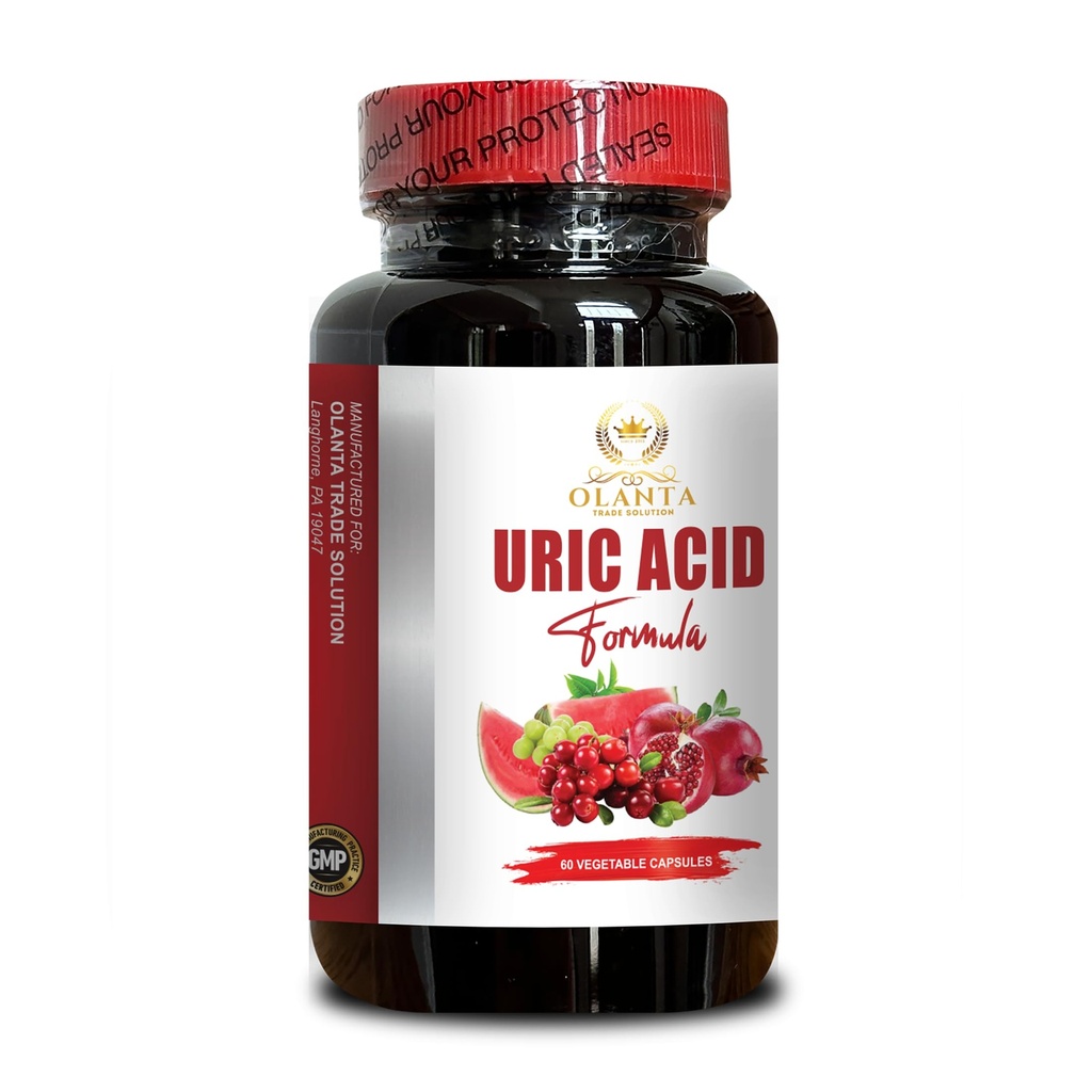 URIC Acid Support - locītavu atbalsta papildinājums ietver Tart Cherry, Cranberry, Granātābols, Turmeric, Support Uric Acid Balance - 1 pudele 60 kapsulas