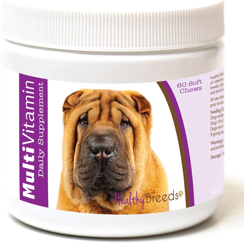Veselīgas šķirnes ķīniešu Shar Pei Multi-Vitamin Soft Chews 60 grāfs