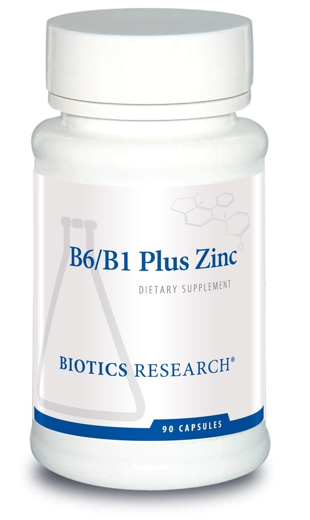 Biotics Research B6 B1 Plus Cinka izejmateriāli Aktīvās B vitamīnu formas, 5mg augsti biopieejamās cinka formas, Aktivitātes palīglīdzekļi vairāk nekā 300 Dažādi cinka atkarīgie enzīmi 90 kapsulas