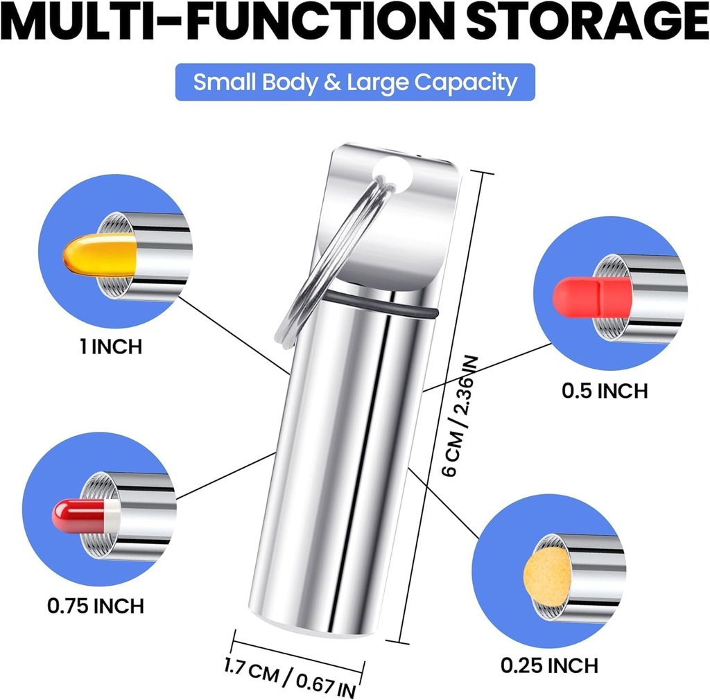 Keychain Pill turētājs (2 Pack) – liela ietilpība Ūdensnecaurlaidīgs Travel Pill Organizators Pill Konteiners tabletēm, Kapsulas – Izturīgs ceļošanai draudzīgs Pill Case Purse Mini Pill Case