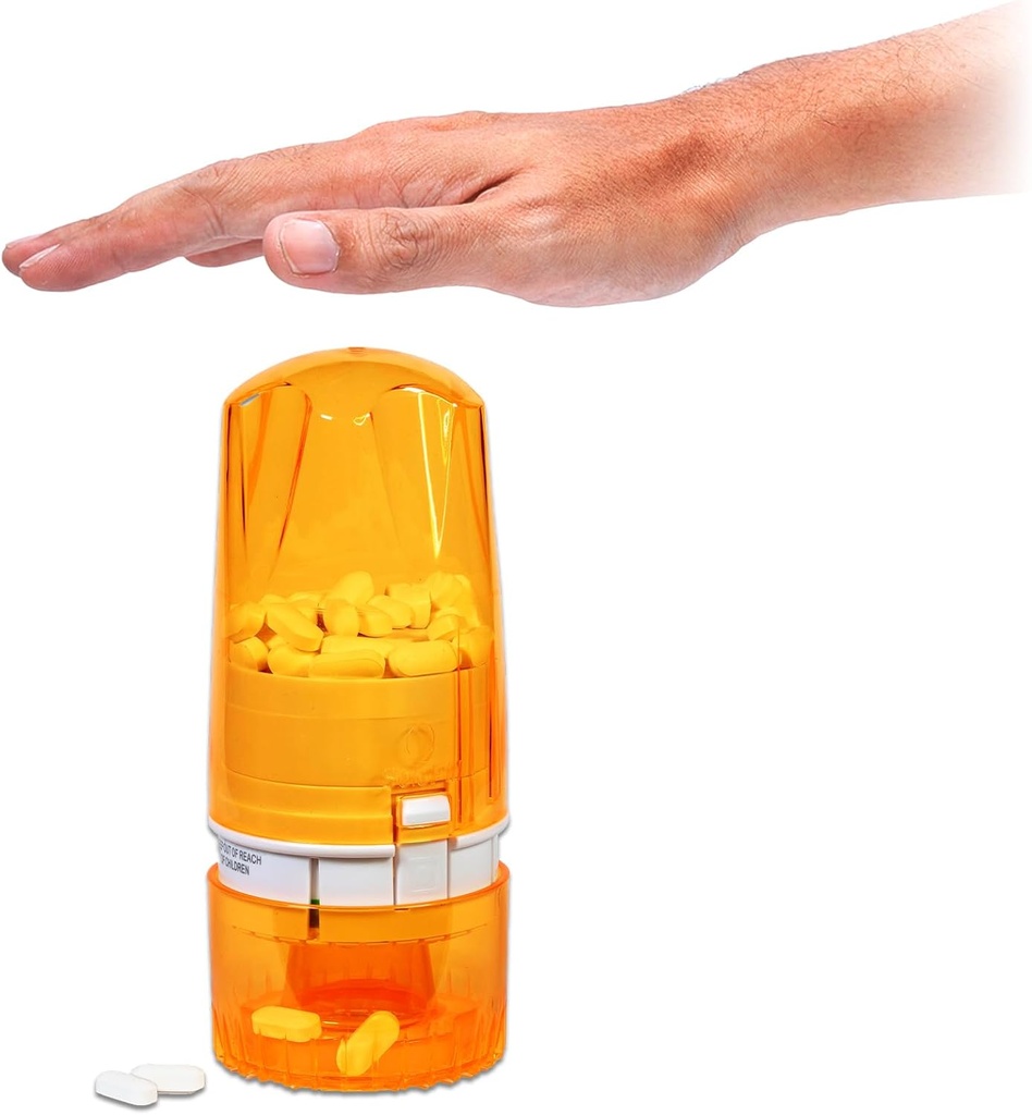Pill Dispenser - Zāļu turētājs pieaugušajiem un senioriem - Lock Feature - Artrīts Friendly - One Push, One Pill - Bezcerīgs & Hygiēnic - 75 Apaļas tabletes