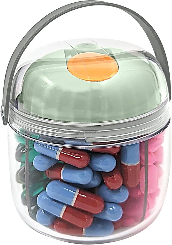 Mini Pill Dispenser Organizators Pudele, ikdienas ceļojumu zāļu kaste ar drošu noslēgšanu (Mini - zaļa)