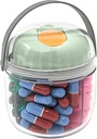 Mini Pill Dispenser Organizators Pudele, ikdienas ceļojumu zāļu kaste ar drošu noslēgšanu (Mini - zaļa)