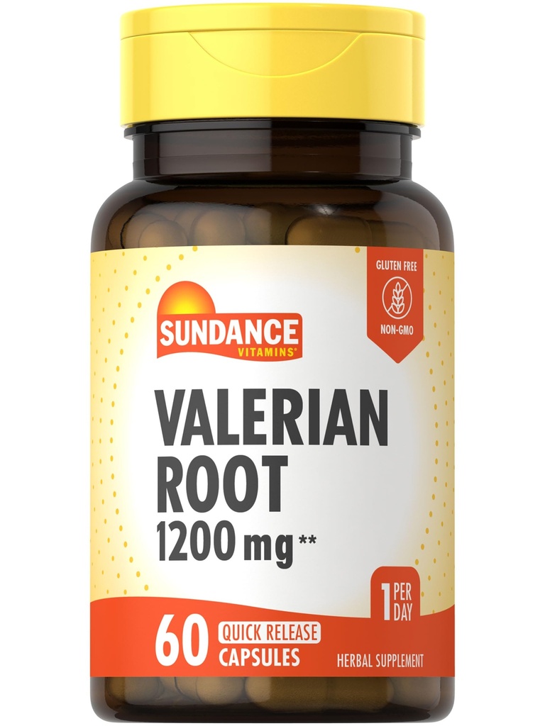Sundance Valerian Root Papildinājums - 1 200mg - 60 Ātras atbrīvošanas kapsulas - Ne-GMO un bez lipekļa formula