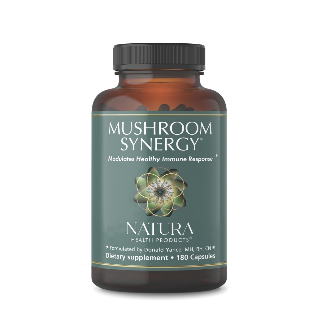 Natura Health Products Sēņu sinerģijas papildinājums - Turcijas astes, sarkanās Reishi, Chaga, & Poria Sēnes - Modulas Veselīga imūnā reakcija* (180 kapsulas)