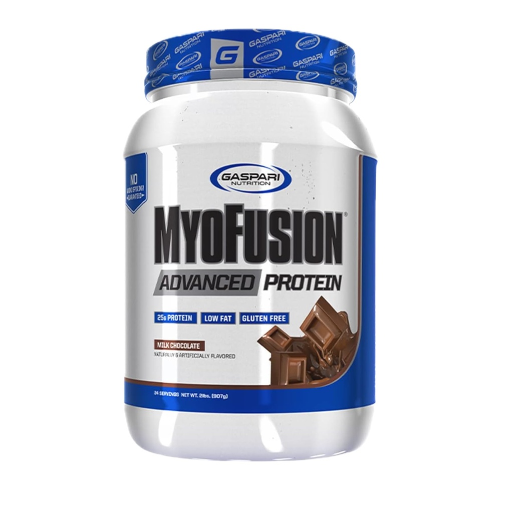 Gaspari Nutrition Miofusion Advanced Protein, Protein Blend ar sūkalu proteīnu, Kazeīna proteīnu un izolātu proteīnu, zema tauku un glutēna nesatur (2lbs, šokolāde)