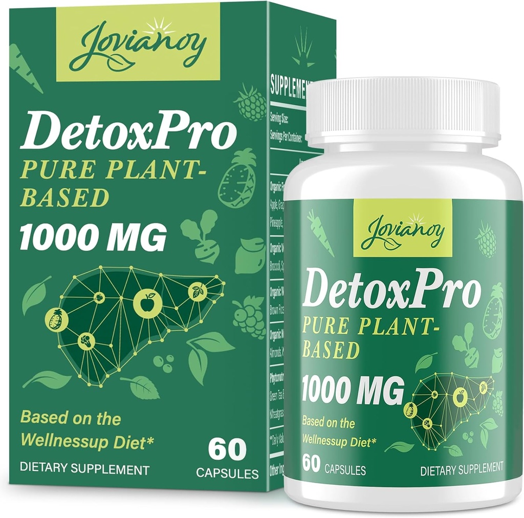 1000 MG Gentle Detox tīrīt, augsta uztura, Gut Cleanse & Detox kapsulas sievietēm un vīriešiem, dabiskā detoksikācija, resnās zarnas, aknas, antioksidants un gremošanas veicinātājs, 60 kapsulas
