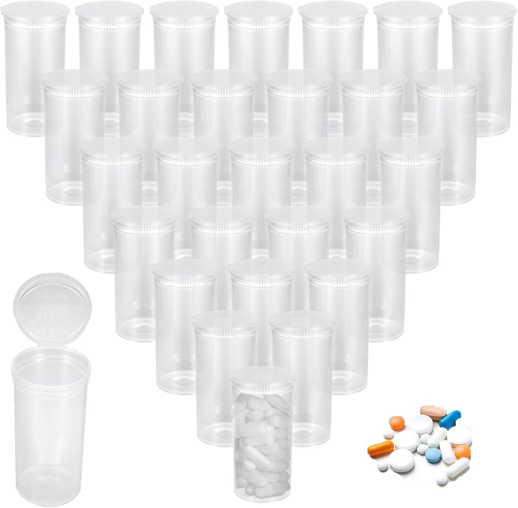 100Pcs Plastmasas Tukšs receptes flakons, 13 Dram Pill pudeles, ūdensnecaurlaidīgs Hermetizētas kopīgas Pill pudeles ar Pop Top Caps Medicine Konteiners tabletes, Crafts, Candy, papildinājumi un vairāk