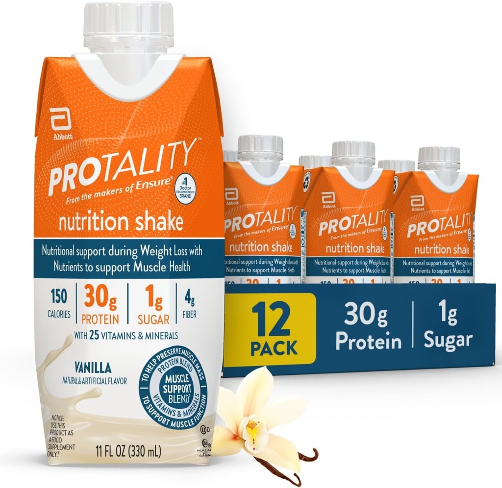 Vanilla Nutrition Shake 30g Olbaltumvielas, 1g Cukurs; Uzturs Atbalsts muskuļu veselībai Svara zaudēšanas laikā