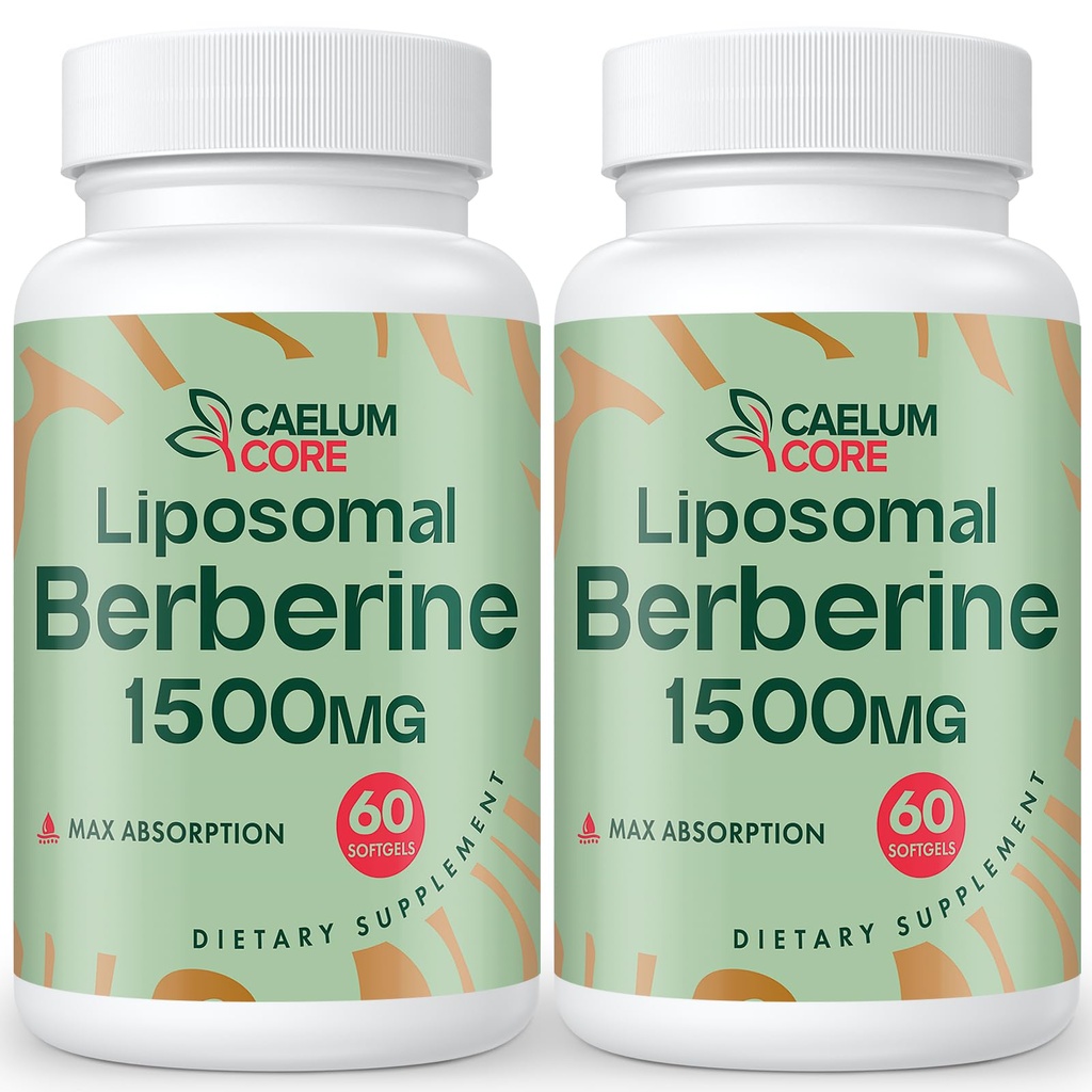 Liposomālā Berberine HCL - Berberine 1500mg Augsta Biopieejamība, Berberines Papildinājums sievietēm un vīriešiem (2 Paka)