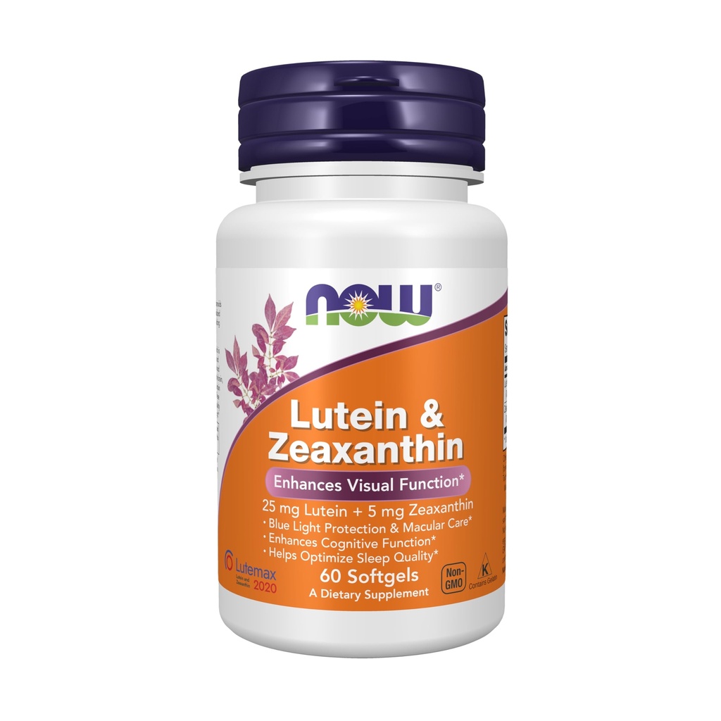 NOW pārtikas piedevas, luteīns un Zeaksantīns ar 25 mg luteīna un 5 mg Zeaksantīna, 60 softgeli