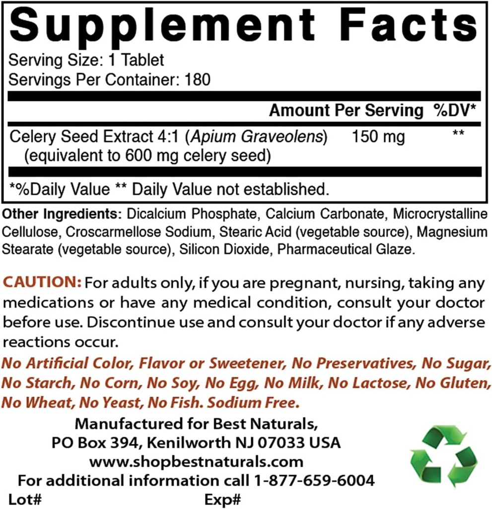 Best Naturals Celery Seed 600 Mg & Alpha Lipoic Acid 600 mg