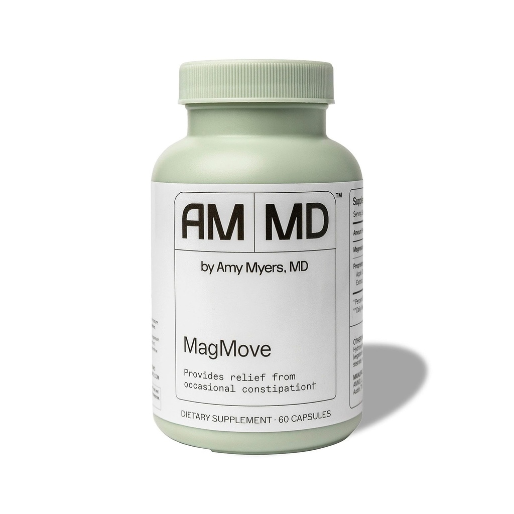 Amy Myers MD MagMove - atbalsta veselīgas bouelu kustības - magnija papildinājums Gut Motility - ar ACV, Artichoke & Ginger - 60 kapsulas (30 Servē)