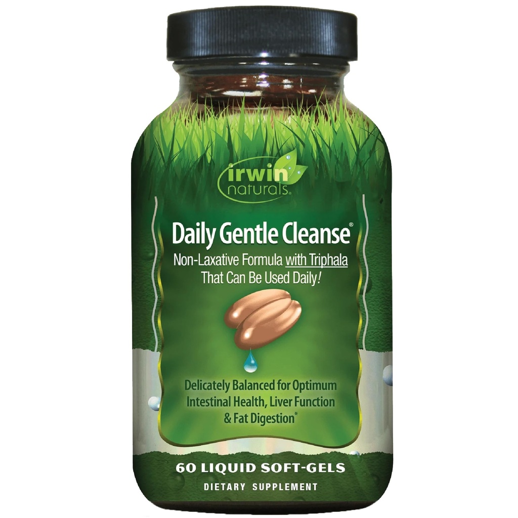 Irwin Naturals Daily Gentle Cleanse - Nelaksatīvā formula ar Triphala - 60 Šķidrie softgeli