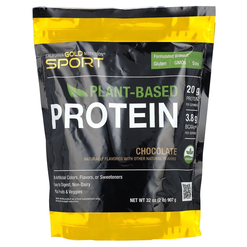 California Gold Nutrition Sport, augu izcelsmes proteīns ar Organic Brown Rice Protein Koncentrāts, Linsēklas, Chia Seed, Šokolāde, 2 lb (907 g)
