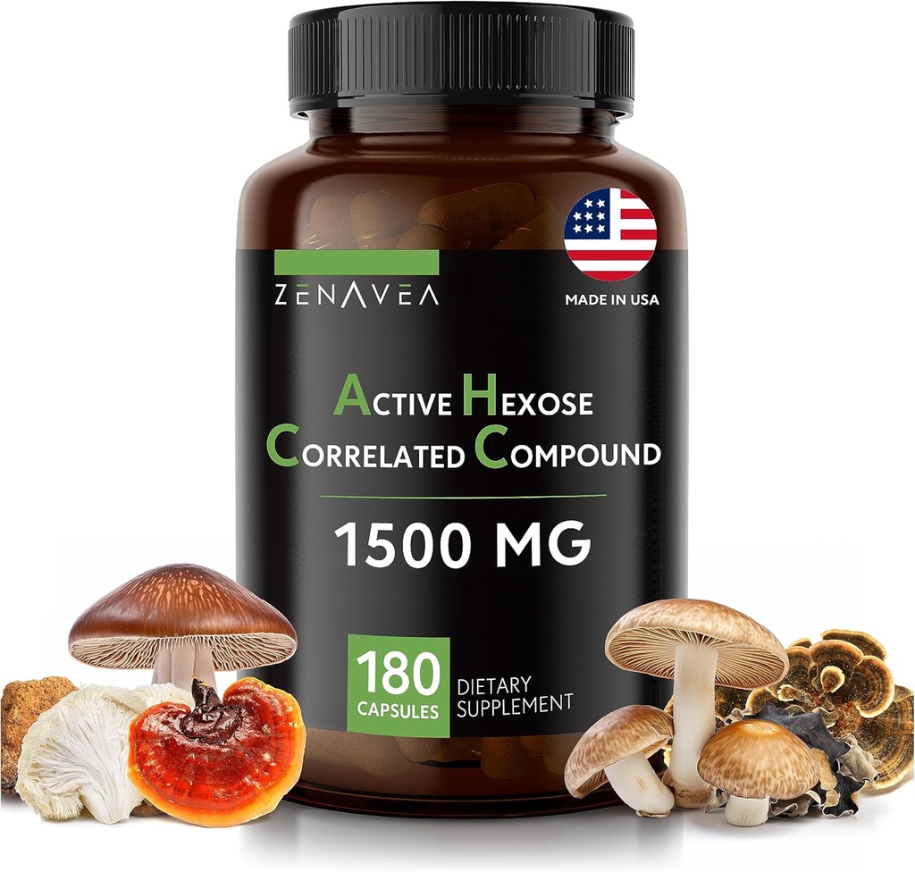 Active Hexose Correlated Compound 180 Caps 1500mg per Serving - Vegan Organic sēņu papildinājums Palīdzība Imūnsistēma un veicināt dabas Killers un T šūnas