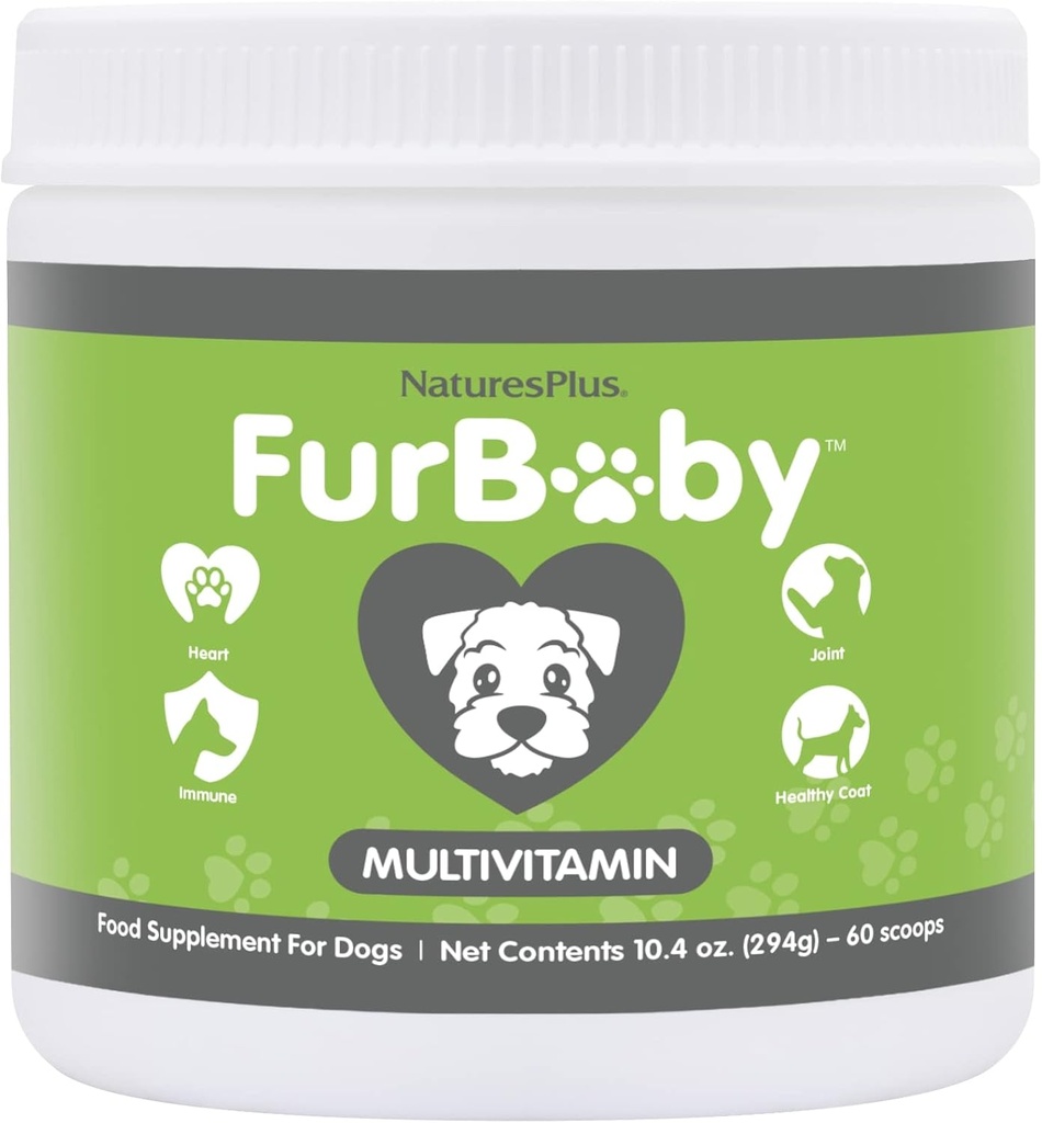 NaturesPlus FurBaby Multivitamīni suņiem - 10.4 oz - atbalsta kopīgu veselību, imūnās funkcijas, veselīgs apģērbs un enerģijas ražošana - Non-GMO - 60 Servings