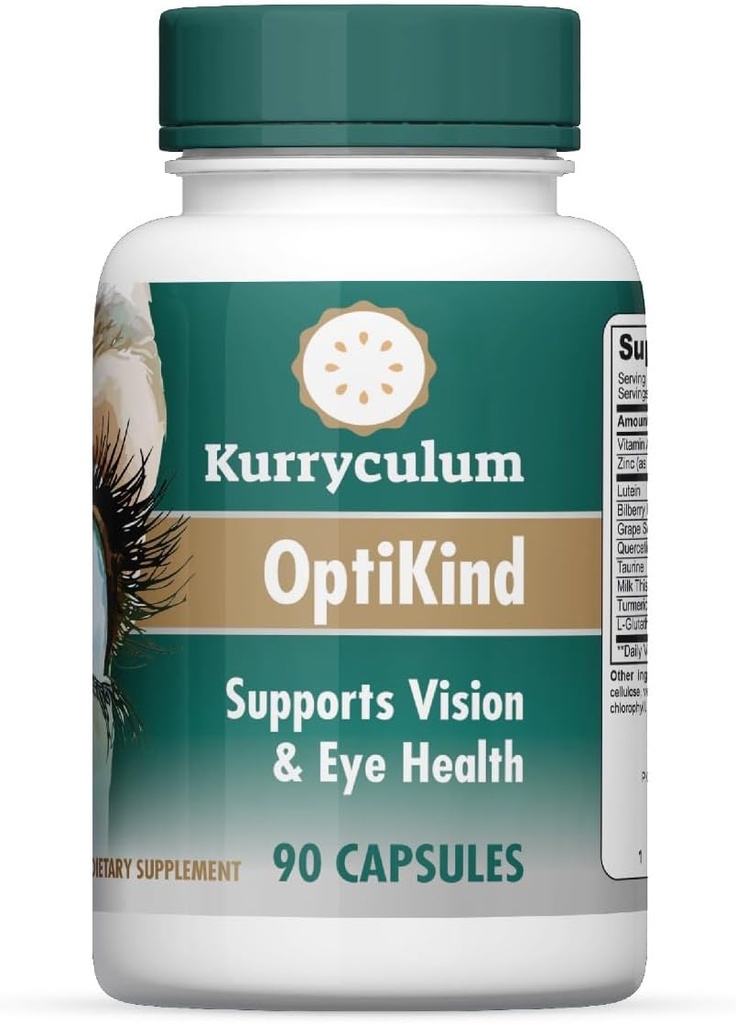 OptiKind Vision atbalsts Acu vitamīni, 90 kapsulas, acu veselības formula ar luteīnu acīm un glutationu