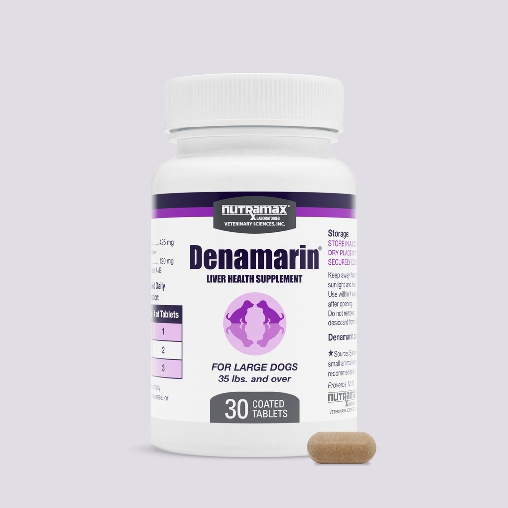 Nutramax Laboratories Denamarin Aknu veselības papildinājums lieliem suņiem - ar S-adenozilmetionīnu (SAMe) un Silybin, 30 tabletes(iepakojums no 1)