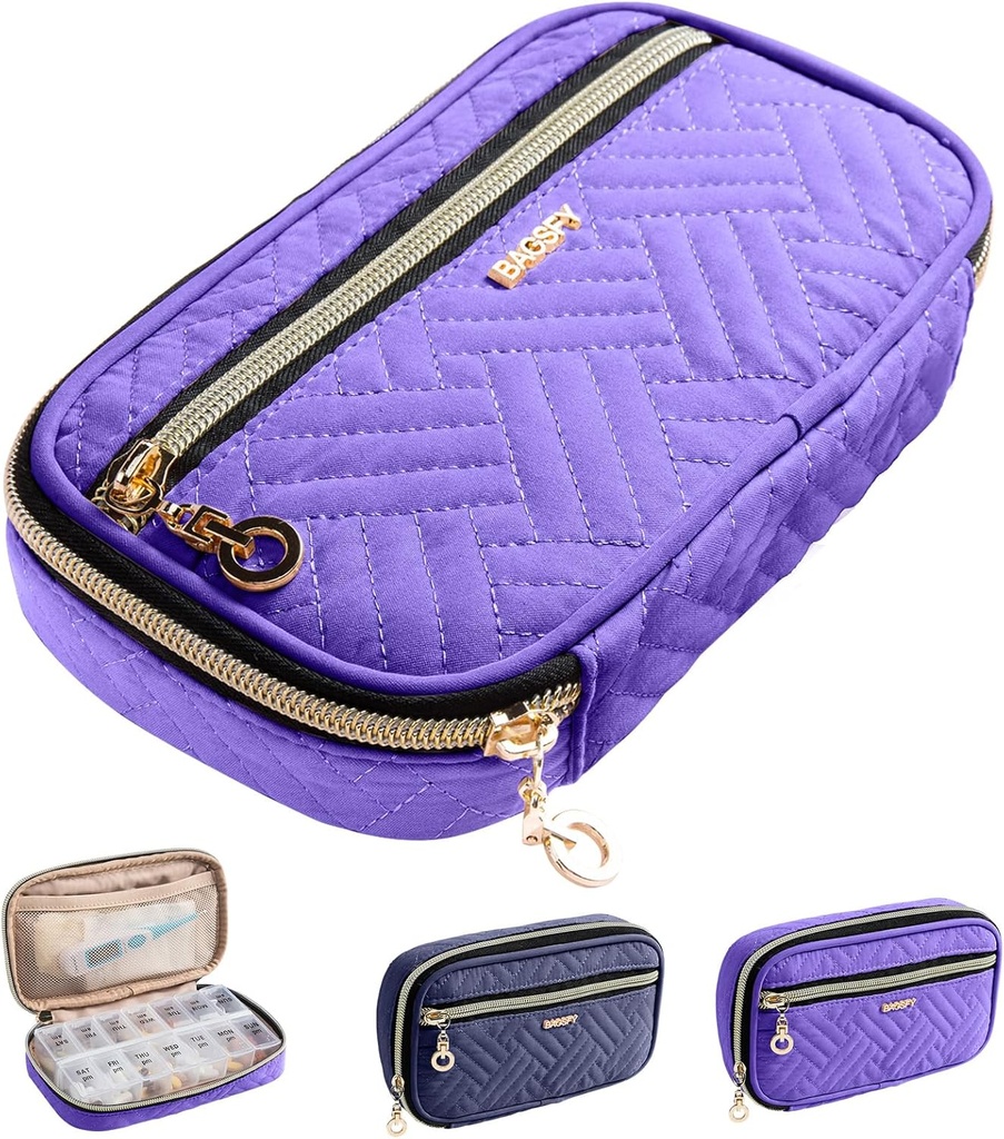 BAGSFY Pill organizētājs Gadījums 2 Reizi dienā - Weekly Medicine Organizators Travel Pill Box ar noņemamu 7 Day Medicine Case Konteiners zivju eļļai, vitamīns, papildinājums